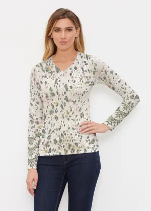 Jazzy Spots (8055) ~ Butterknit Long Sleeve V-Neck Top