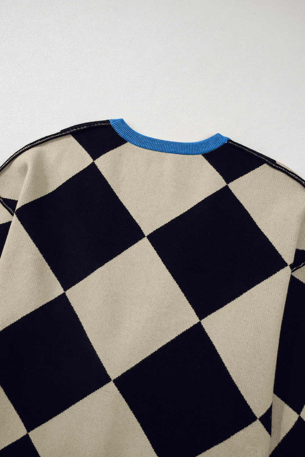 Jessi Checkered Button Up Long Sleeve Cardigan