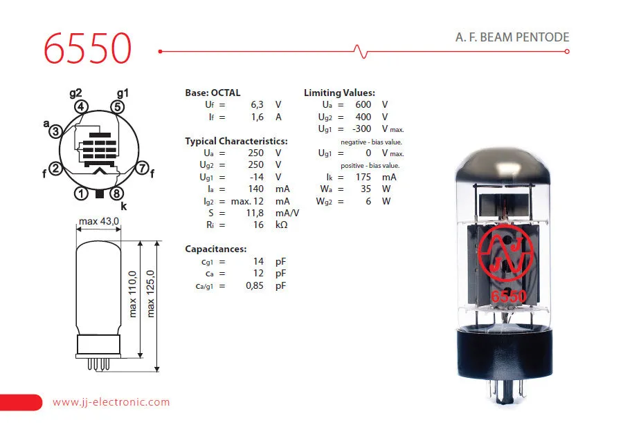 JJ Electronic 6550 Power Tube (Single)