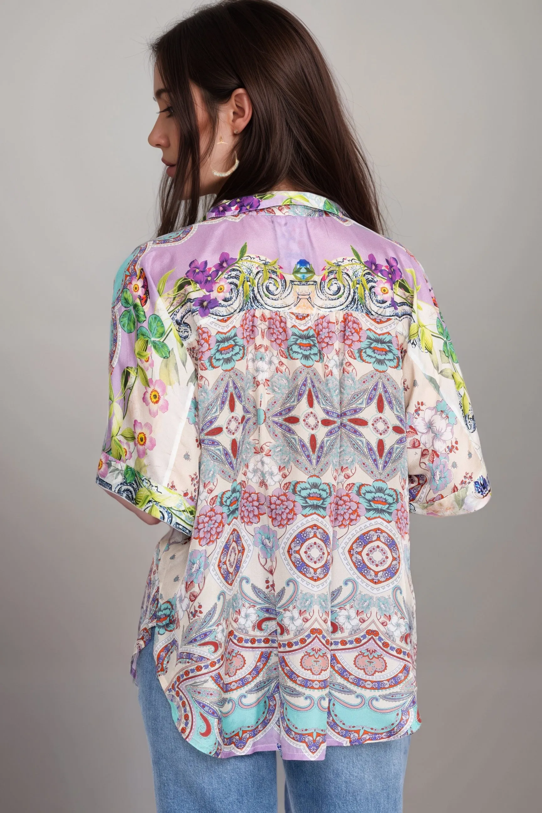 Johnny Was Lynn Button Up Silk Blouse R13324