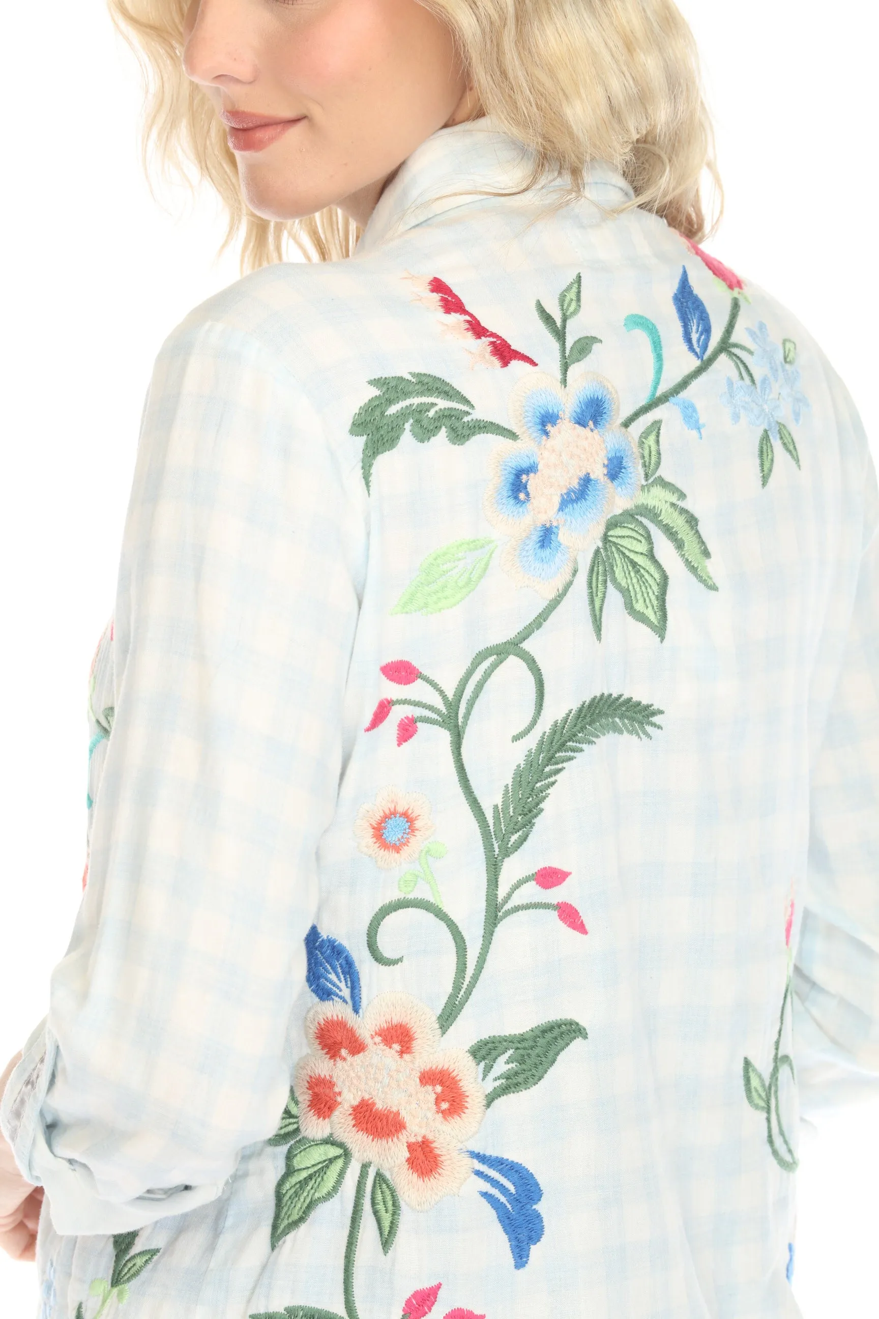 Johnny Was Workshop Gingham Madaleina Double Button Shirt W19724