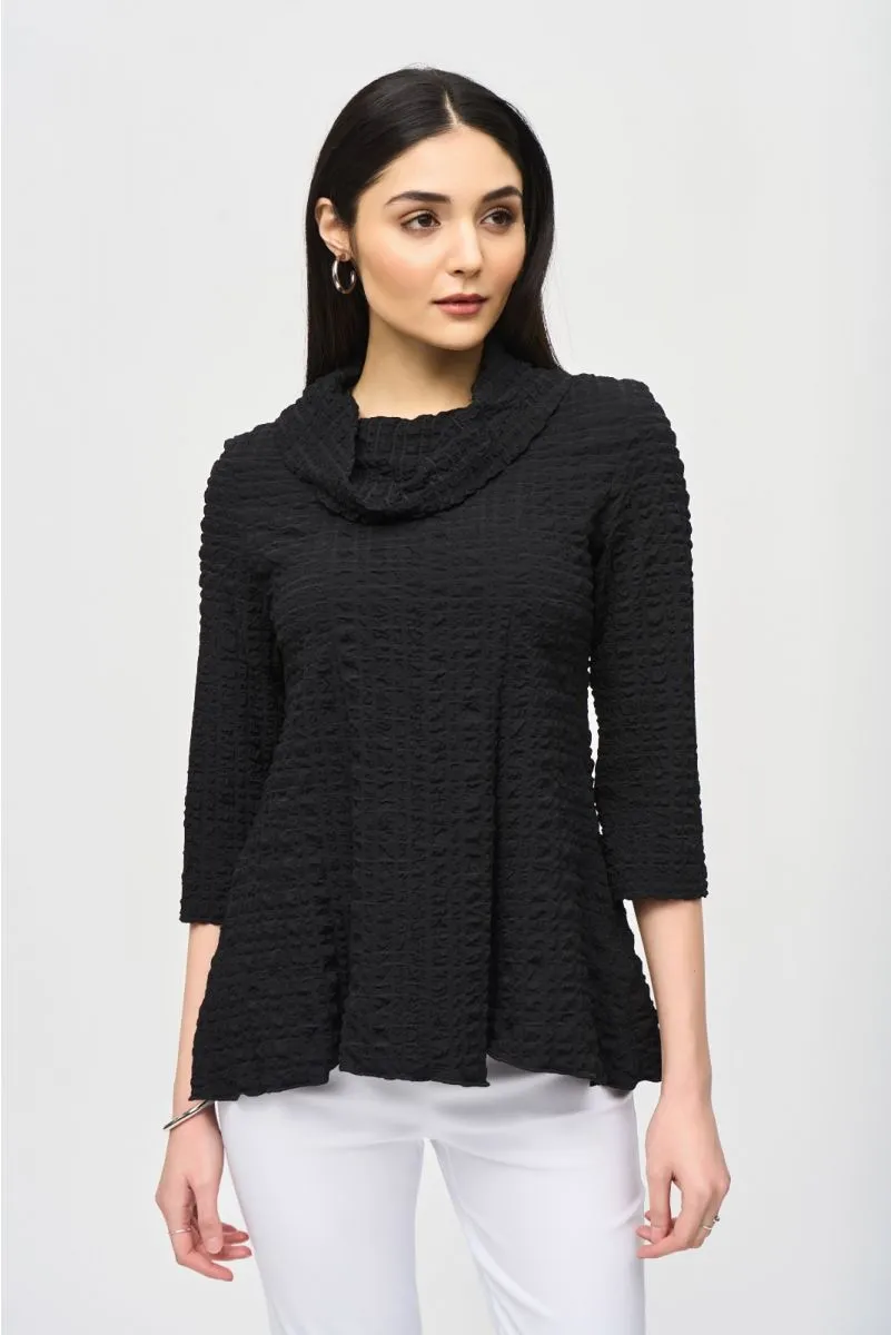 Joseph Ribkoff Textured Cowl Neck 3/4 Sleeve Tunic Top 242120
