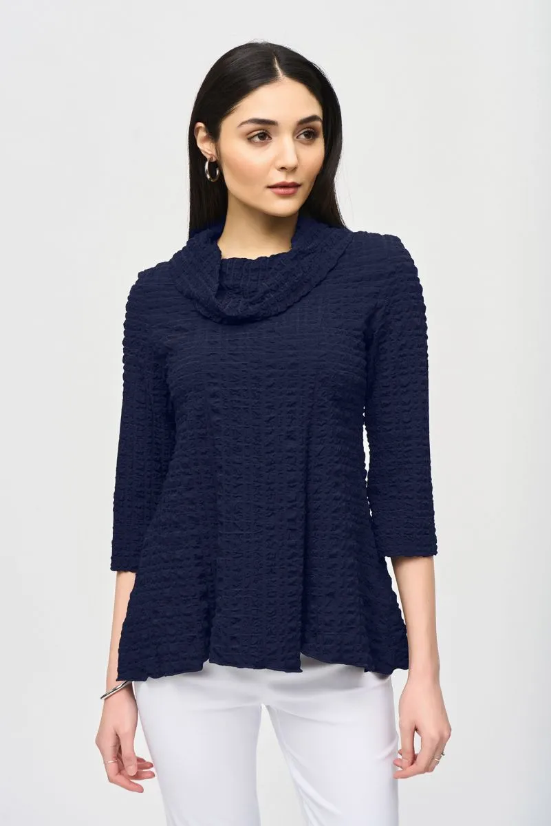 Joseph Ribkoff Textured Cowl Neck 3/4 Sleeve Tunic Top 242120