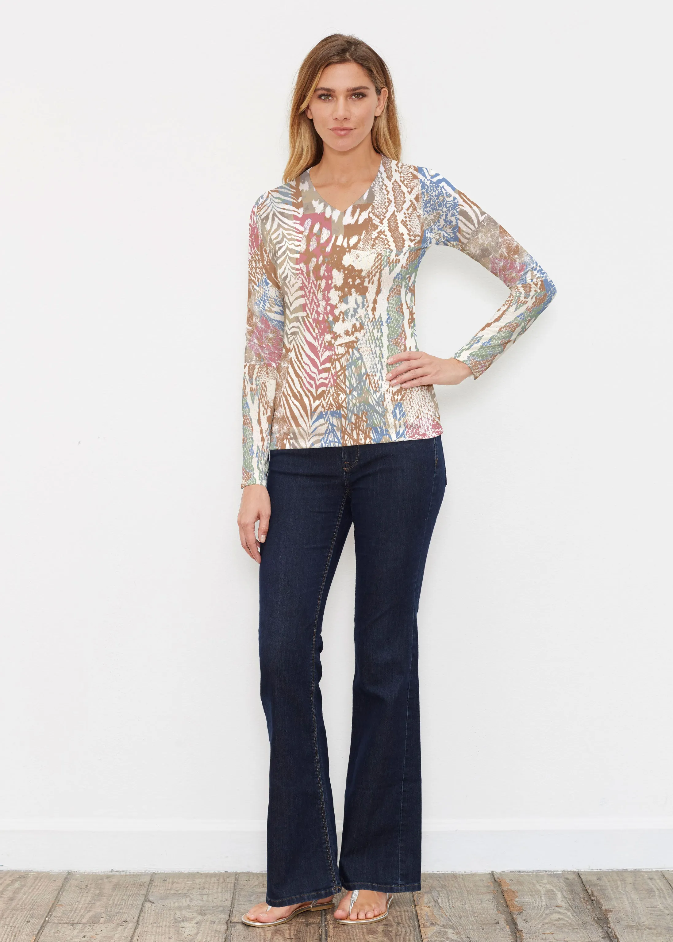 Jungle Warrior (7849) ~ Butterknit Long Sleeve V-Neck Top
