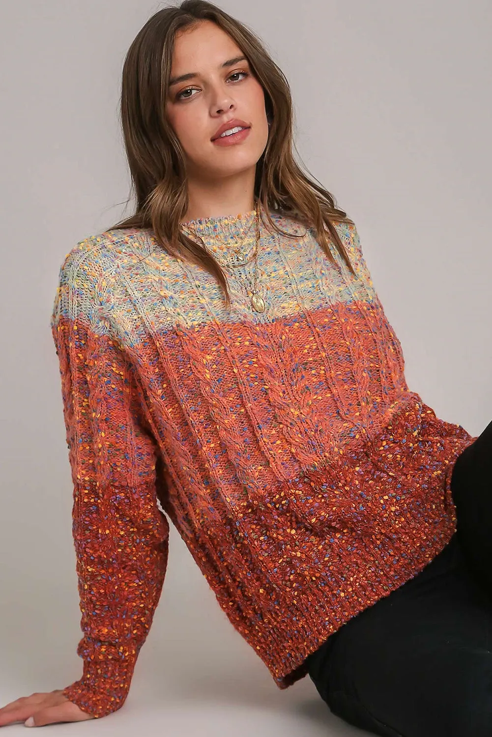 KaleaBoutique Colorful Confetti Wool Ball Knitted Sweater