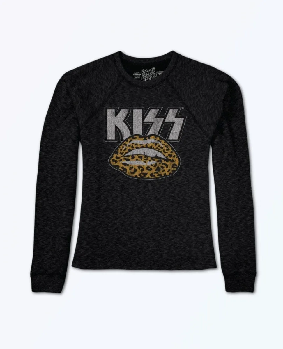 Kiss Leopard Lips Long Sleeve Tee