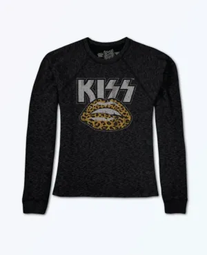 Kiss Leopard Lips Long Sleeve Tee