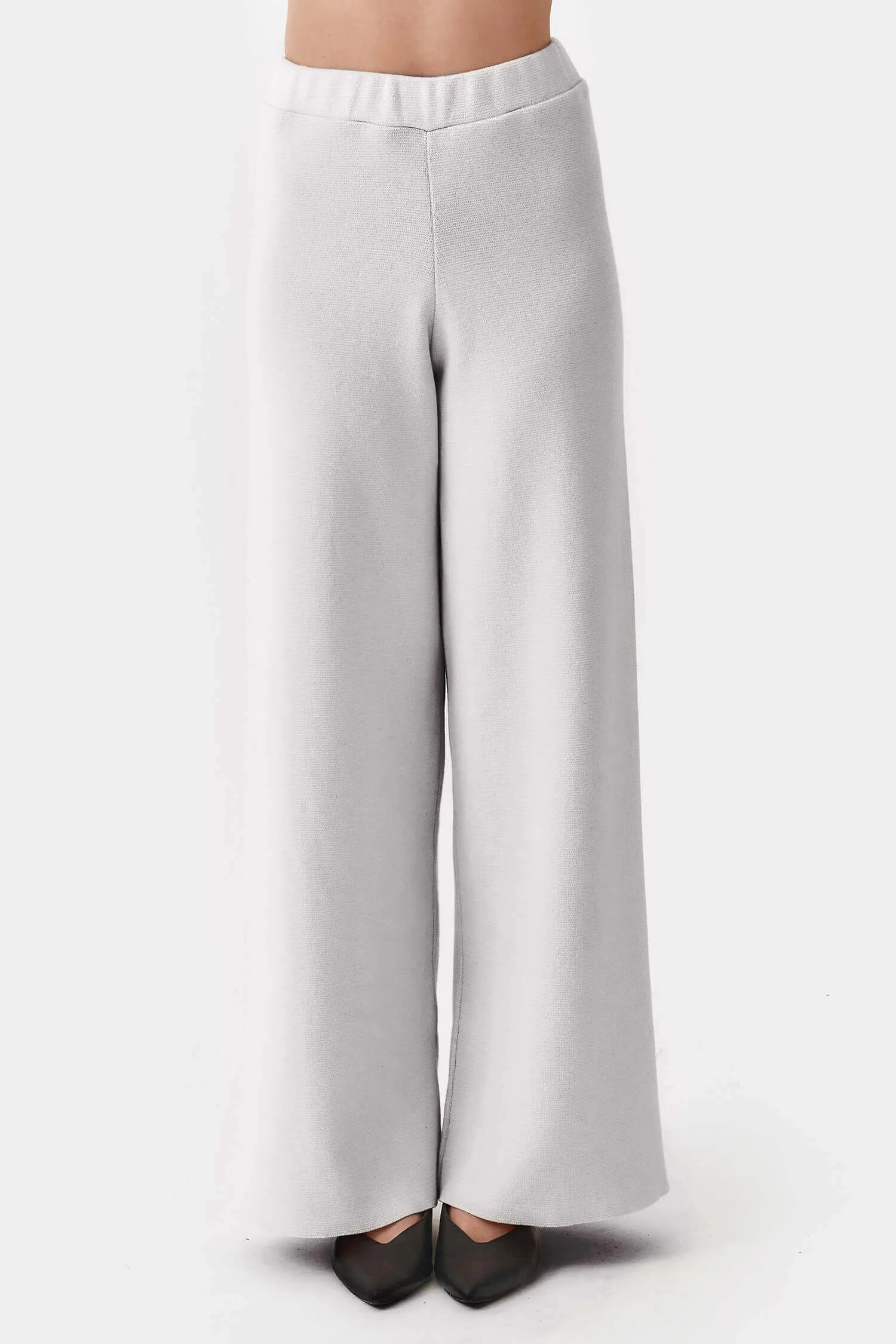 Knitted Organic Cotton Long Trousers | Light Grey