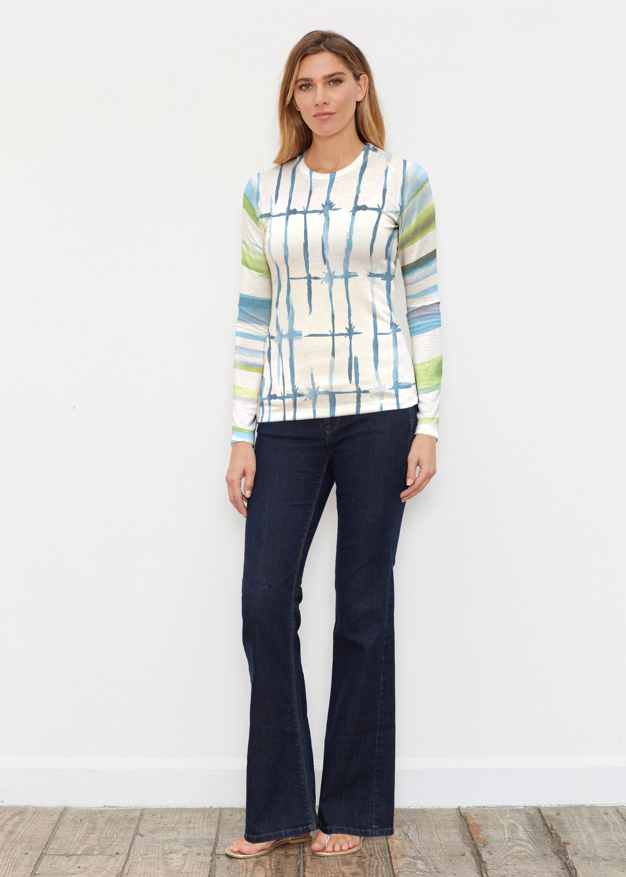 Knotted Stripe (7853) ~ Butterknit Long Sleeve Crew Top