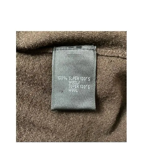 Lafayette 148 100% Wool Brown Round Neck Short Sleeve Sweater Knit Top - Medium