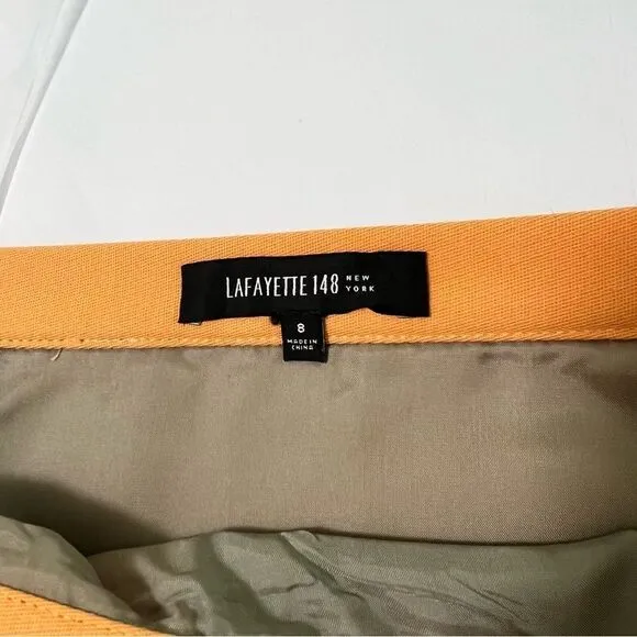 Lafayette 148 Skirt Wool Blend Pencil Size 8 Marigold Yellow - Quiet Luxury