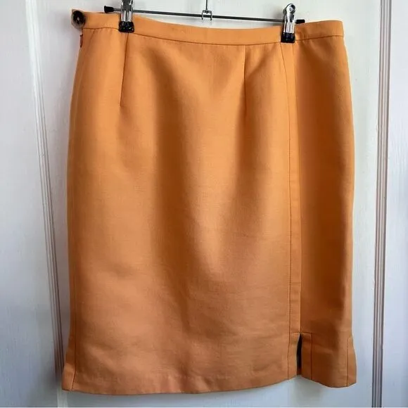 Lafayette 148 Skirt Wool Blend Pencil Size 8 Marigold Yellow - Quiet Luxury