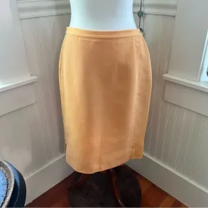 Lafayette 148 Skirt Wool Blend Pencil Size 8 Marigold Yellow - Quiet Luxury