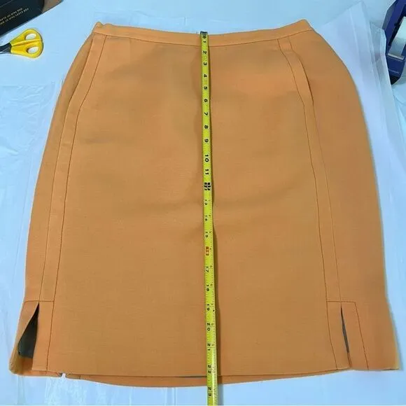Lafayette 148 Skirt Wool Blend Pencil Size 8 Marigold Yellow - Quiet Luxury