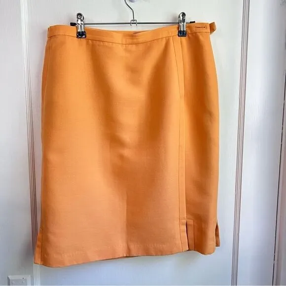 Lafayette 148 Skirt Wool Blend Pencil Size 8 Marigold Yellow - Quiet Luxury