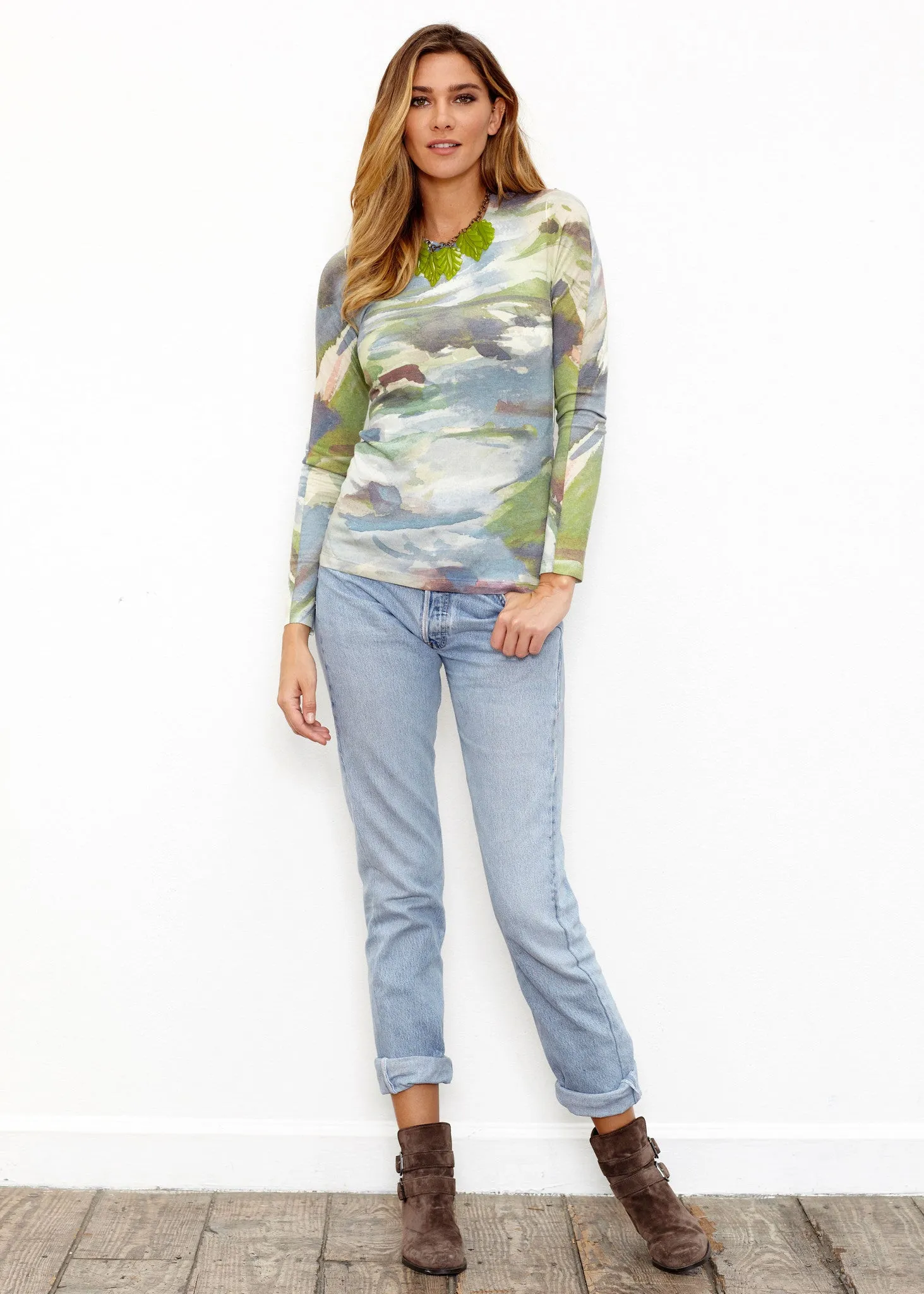Landscape Green (15033) ~ Butterknit Long Sleeve Crew Top