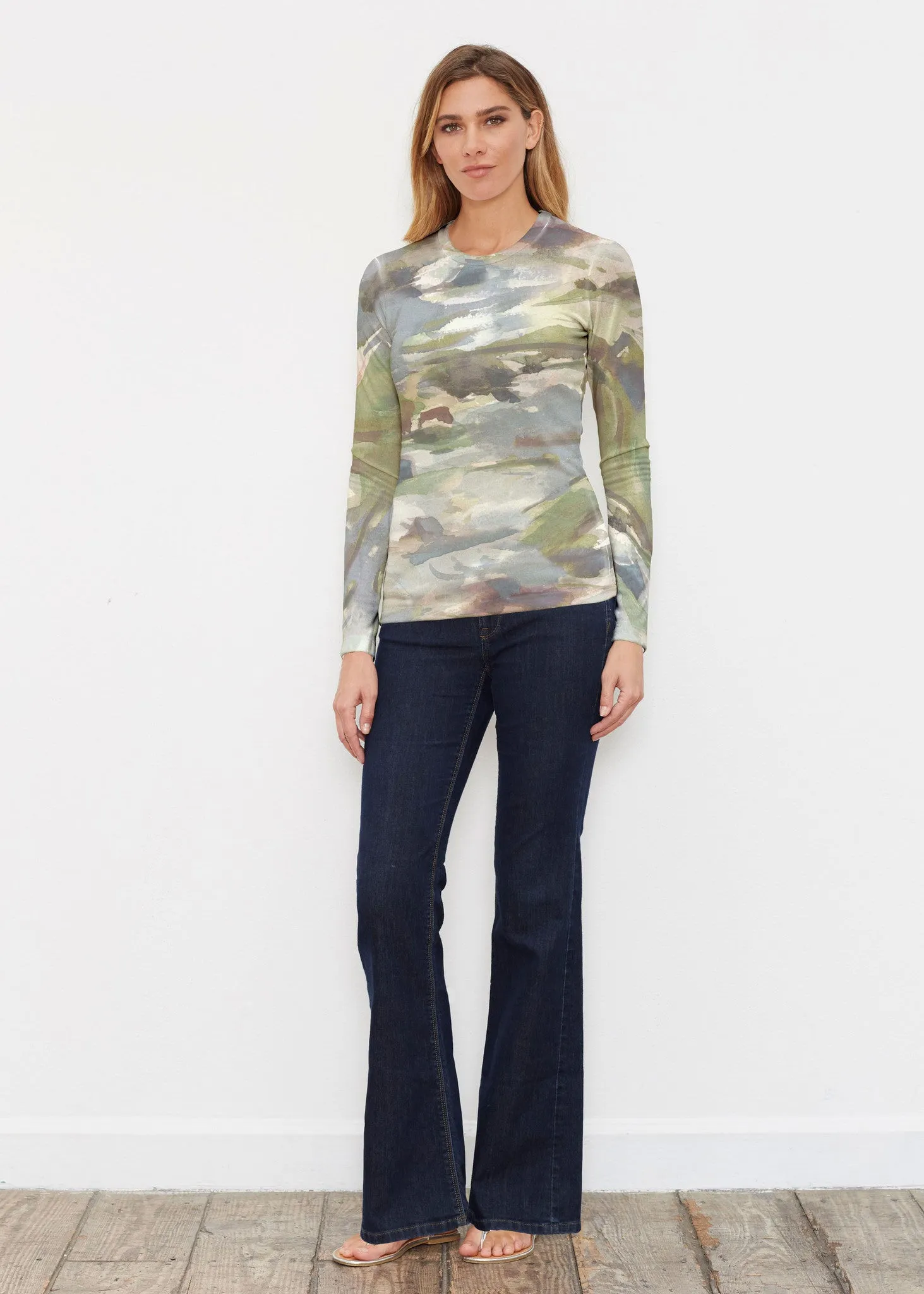 Landscape Green (15033) ~ Butterknit Long Sleeve Crew Top
