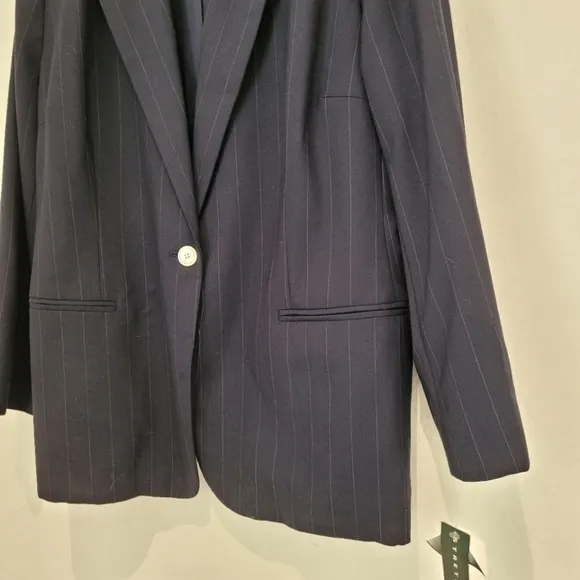 Lauren Ralph Lauren NWT Classic Blue Pinstripe Wool One-Button Blazer Jacket