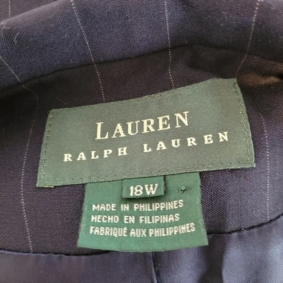 Lauren Ralph Lauren NWT Classic Blue Pinstripe Wool One-Button Blazer Jacket