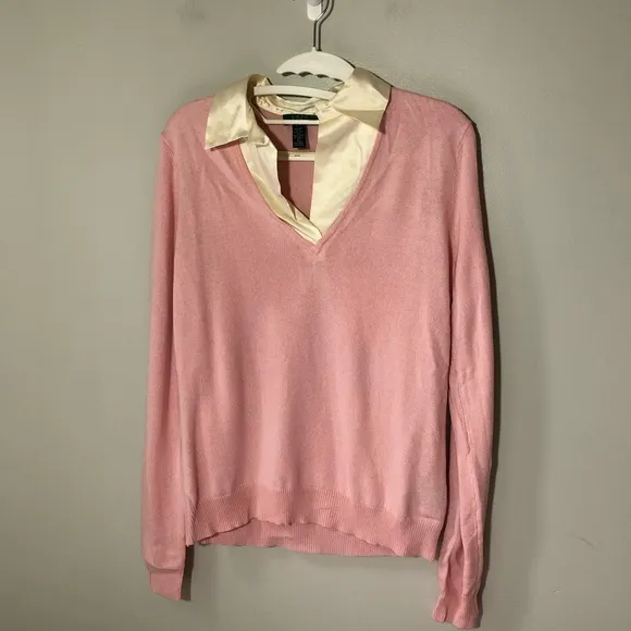 Lauren Ralph Lauren womens M silk cashmere blend sweater blouse combo old money