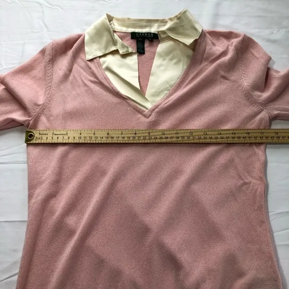 Lauren Ralph Lauren womens M silk cashmere blend sweater blouse combo old money