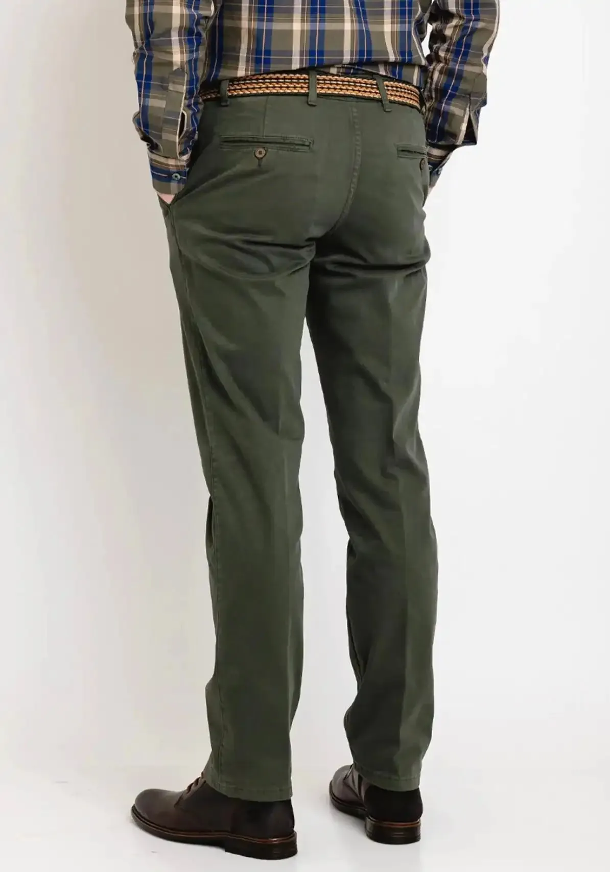 LCDN By Nalo Men's Stretch Fit Chino Trousers With Belt Yansi Green