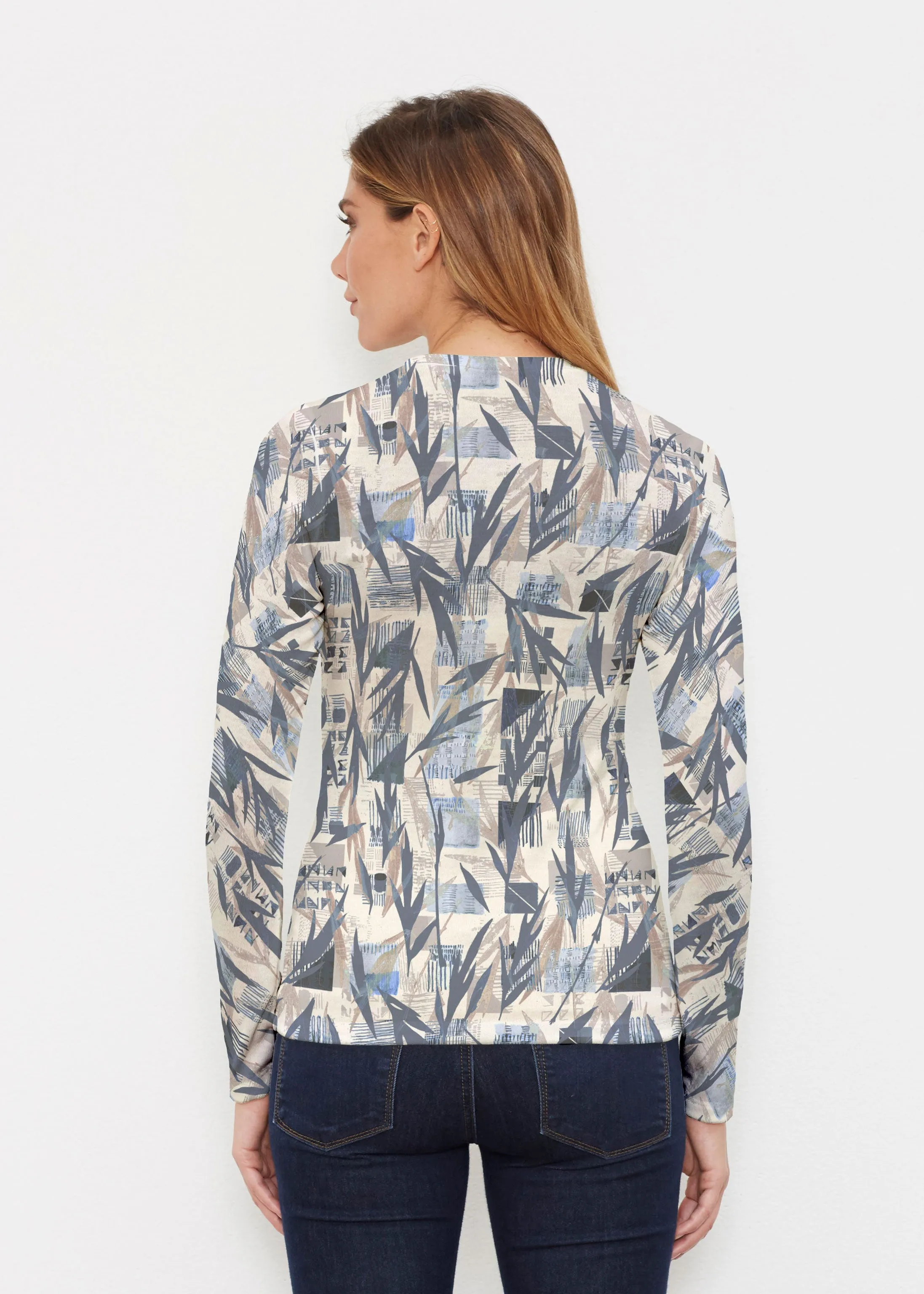 Leaves of Geo (7870) ~ Butterknit Long Sleeve Crew Top