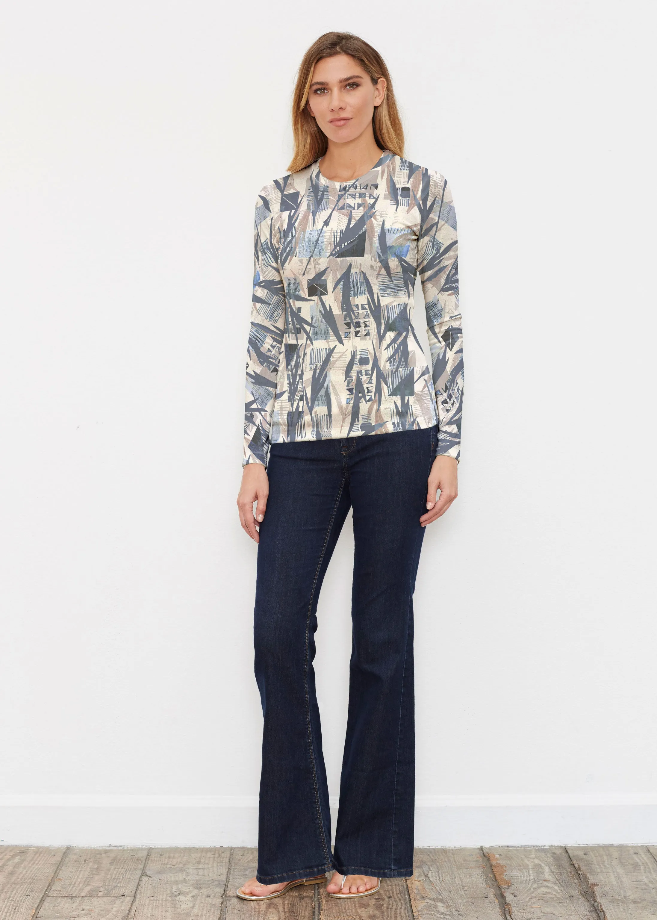 Leaves of Geo (7870) ~ Butterknit Long Sleeve Crew Top