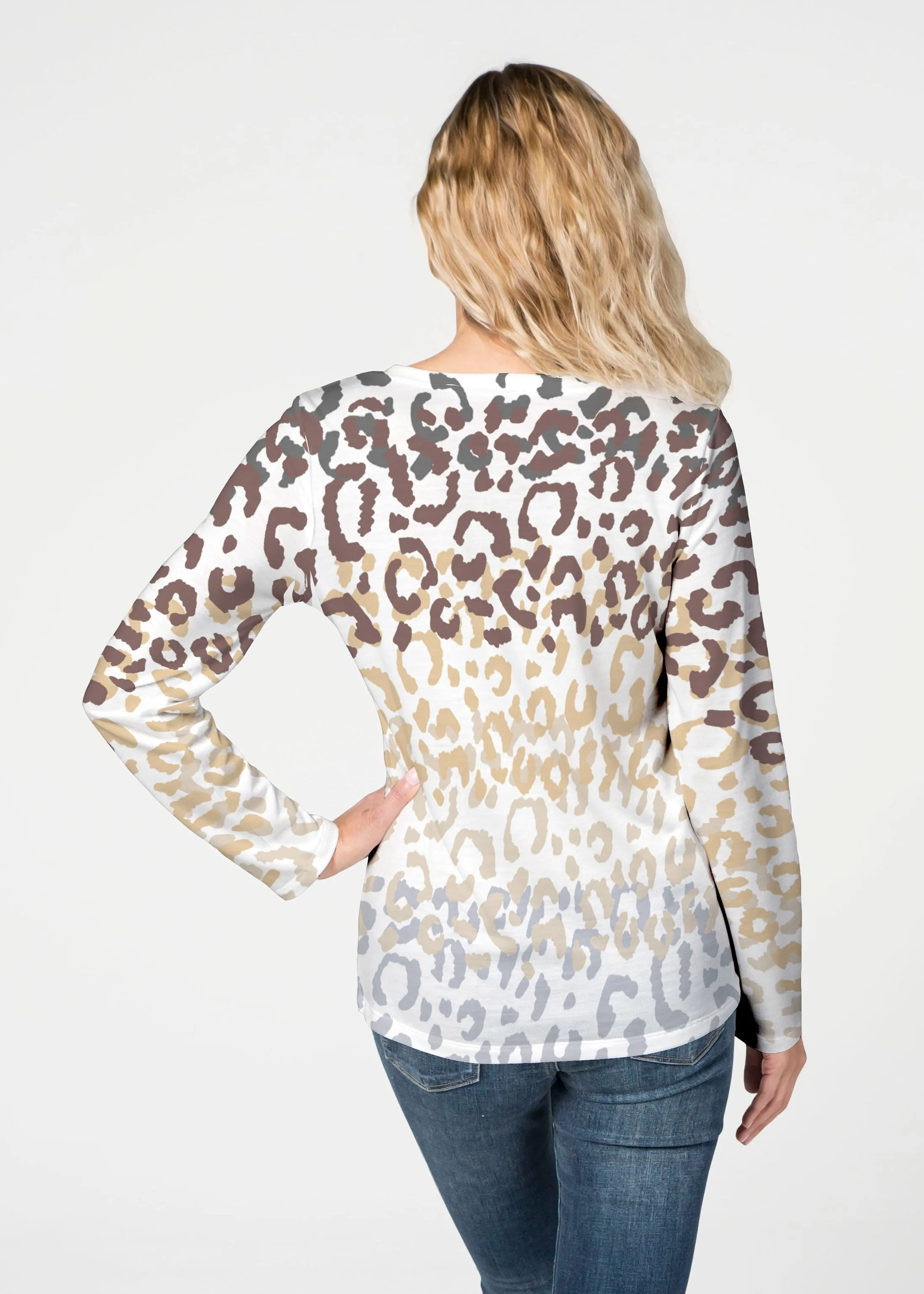 Leopard Ombre (7845) ~ French Terry V-neck Top