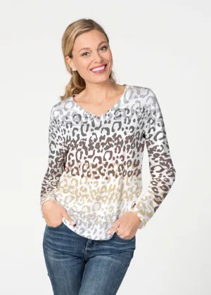 Leopard Ombre (7845) ~ French Terry V-neck Top