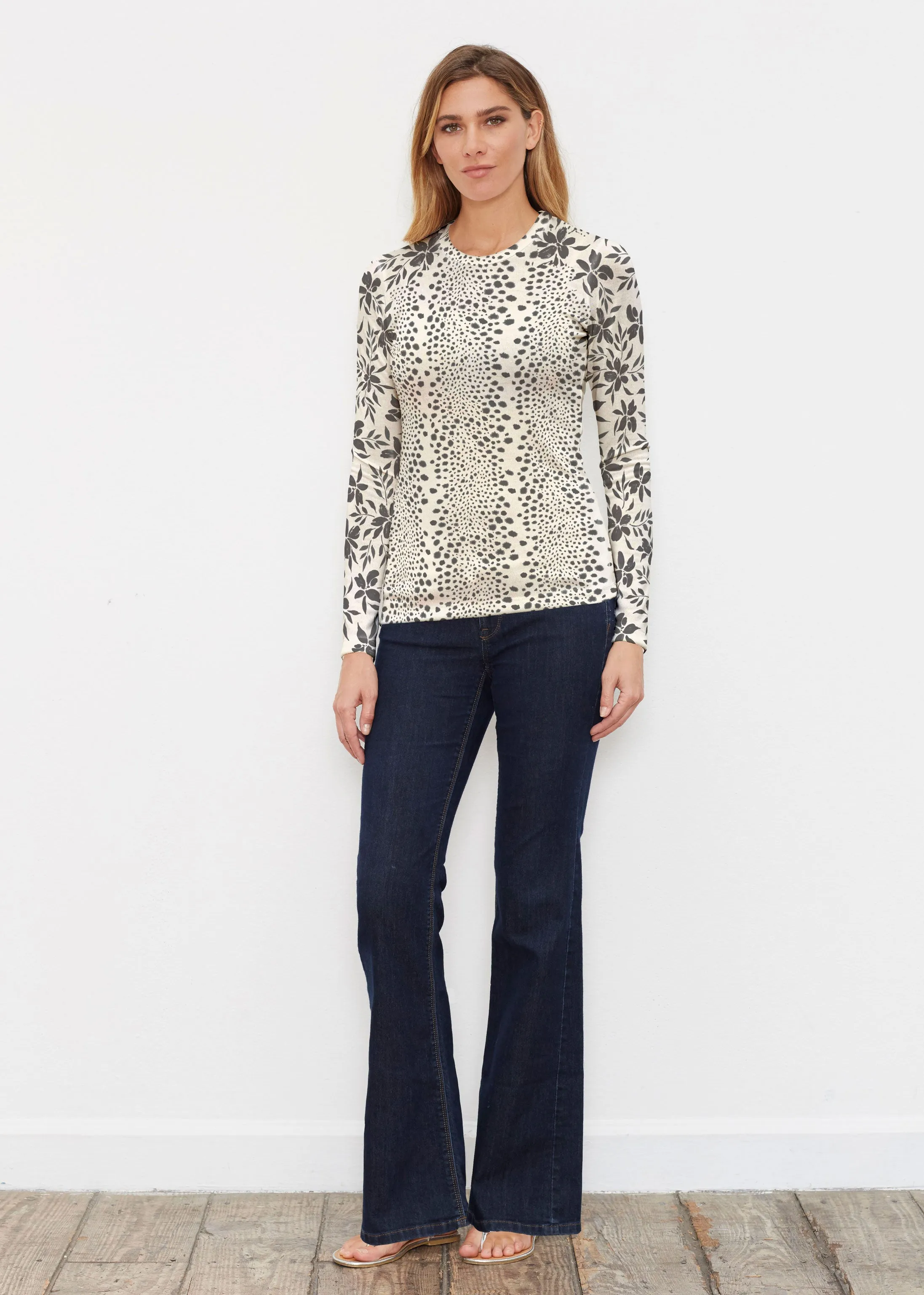 Leopard Rose (8018) ~ Butterknit Long Sleeve Crew Top