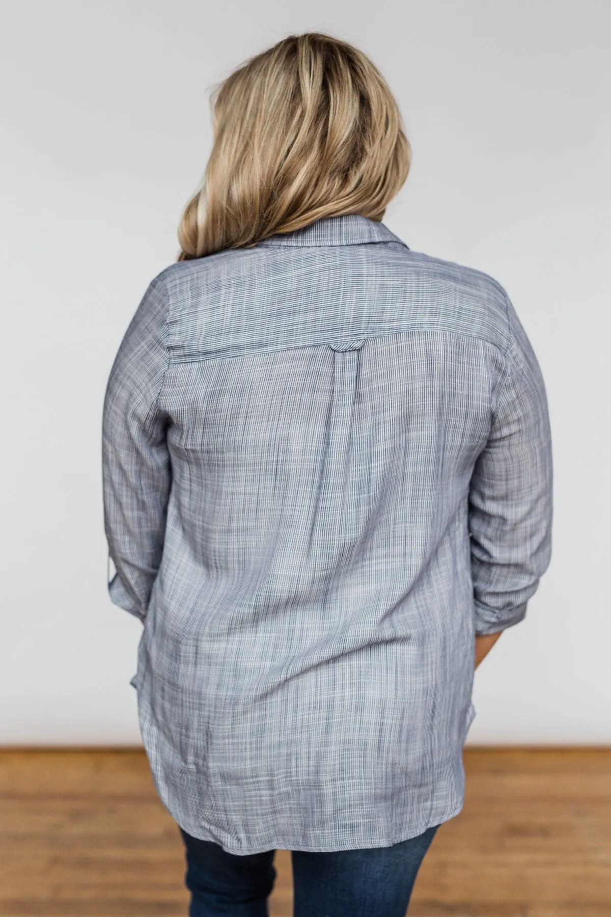Let Me Adore You Button Down Top- Blue