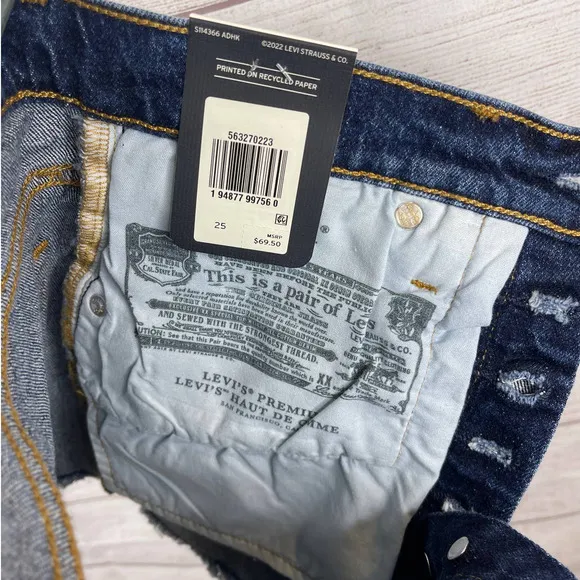 Levi’s 501 High Rise Fitted Through The Hip Denim Jean Shorts Women's Size 25
