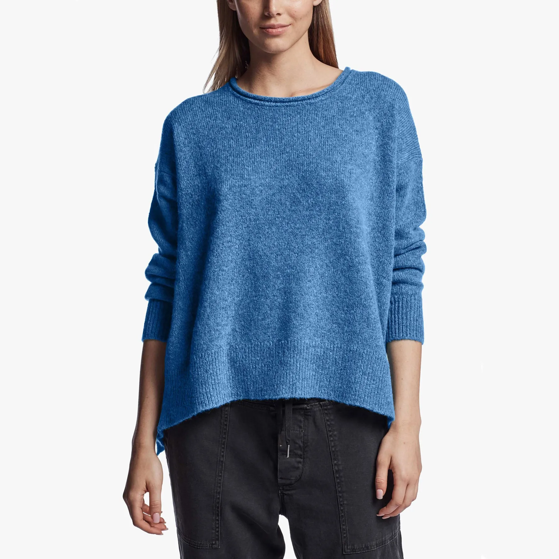 Lightweight Textured Cashmere Crew - Blue Raspberry