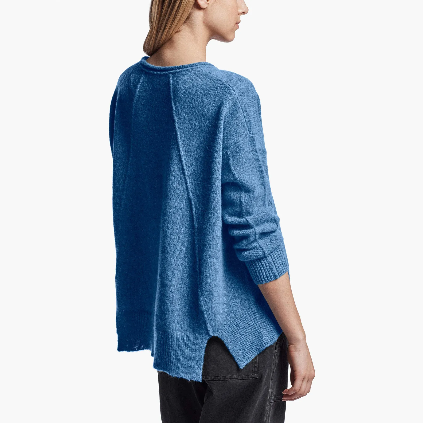 Lightweight Textured Cashmere Crew - Blue Raspberry