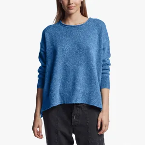 Lightweight Textured Cashmere Crew - Blue Raspberry