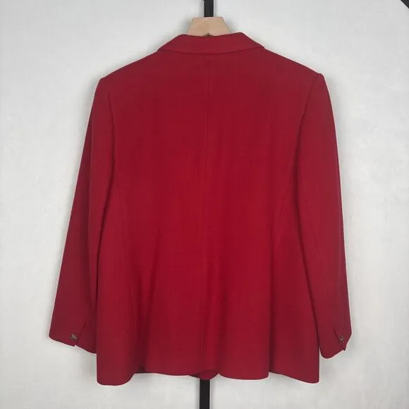 LL Bean Cashmere Wool Blazer Women's 18 Red Classic Vintage 3 Button Pockets