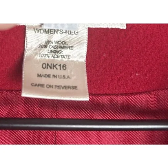 LL Bean Cashmere Wool Blazer Women's 18 Red Classic Vintage 3 Button Pockets