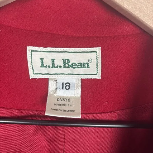 LL Bean Cashmere Wool Blazer Women's 18 Red Classic Vintage 3 Button Pockets