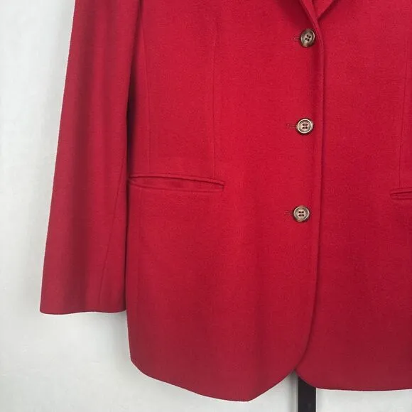 LL Bean Cashmere Wool Blazer Women's 18 Red Classic Vintage 3 Button Pockets