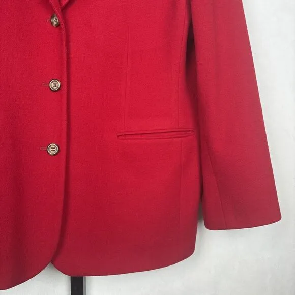 LL Bean Cashmere Wool Blazer Women's 18 Red Classic Vintage 3 Button Pockets