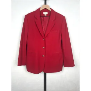 LL Bean Cashmere Wool Blazer Women's 18 Red Classic Vintage 3 Button Pockets