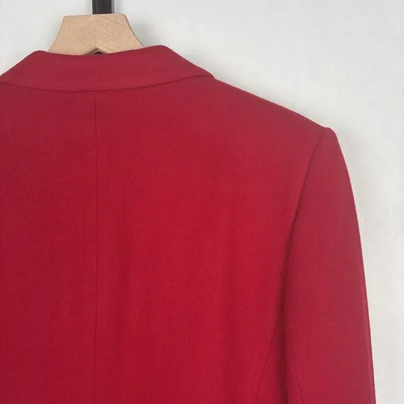 LL Bean Cashmere Wool Blazer Women's 18 Red Classic Vintage 3 Button Pockets