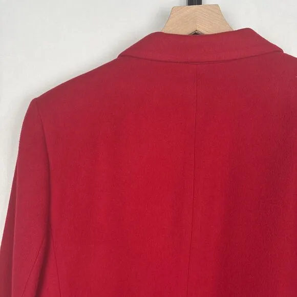LL Bean Cashmere Wool Blazer Women's 18 Red Classic Vintage 3 Button Pockets