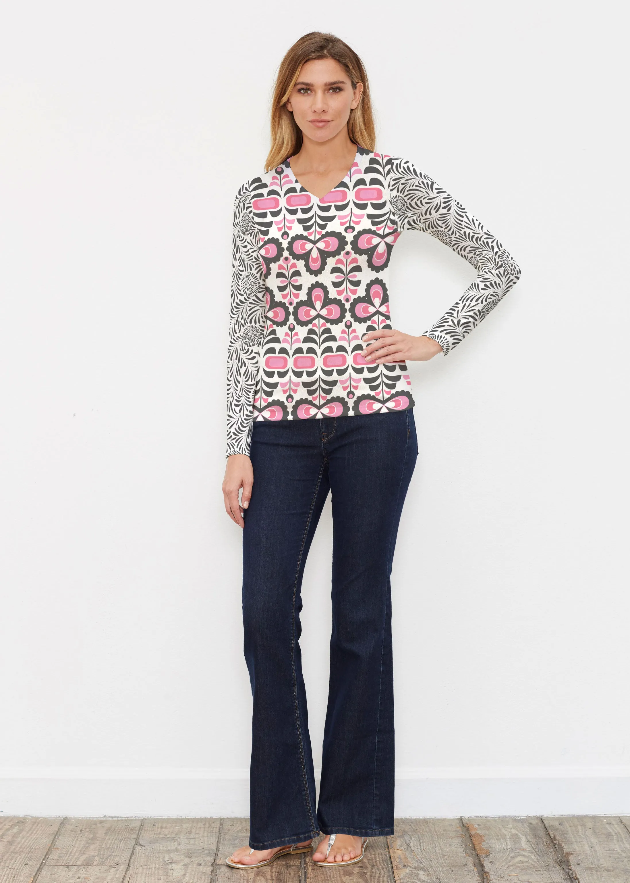 Lolly (8090) ~ Butterknit Long Sleeve V-Neck Top