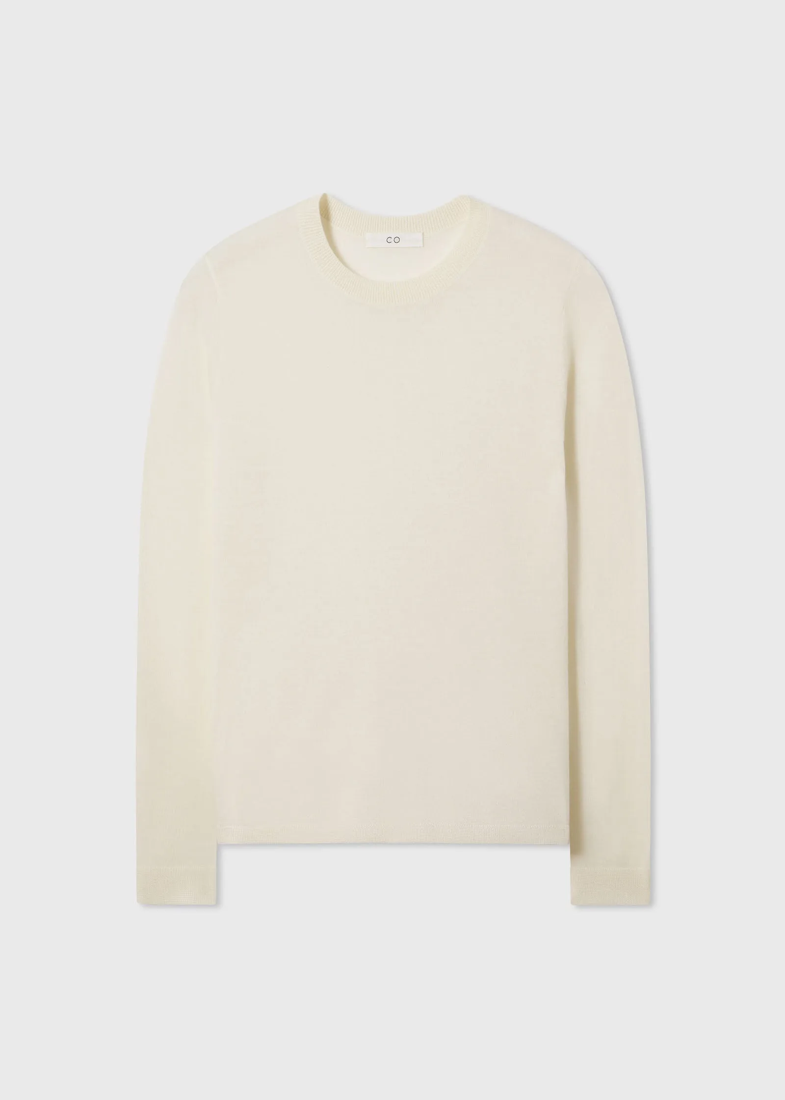 Long Sleeve Crew in Fine Cashmere - Ivory