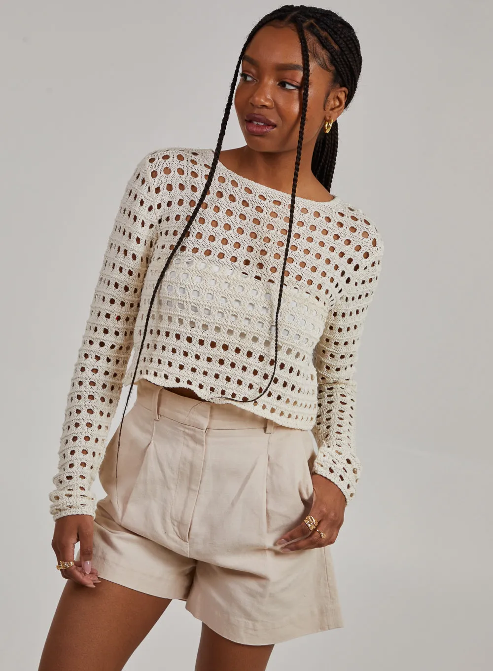 Long Sleeve Crochet Top