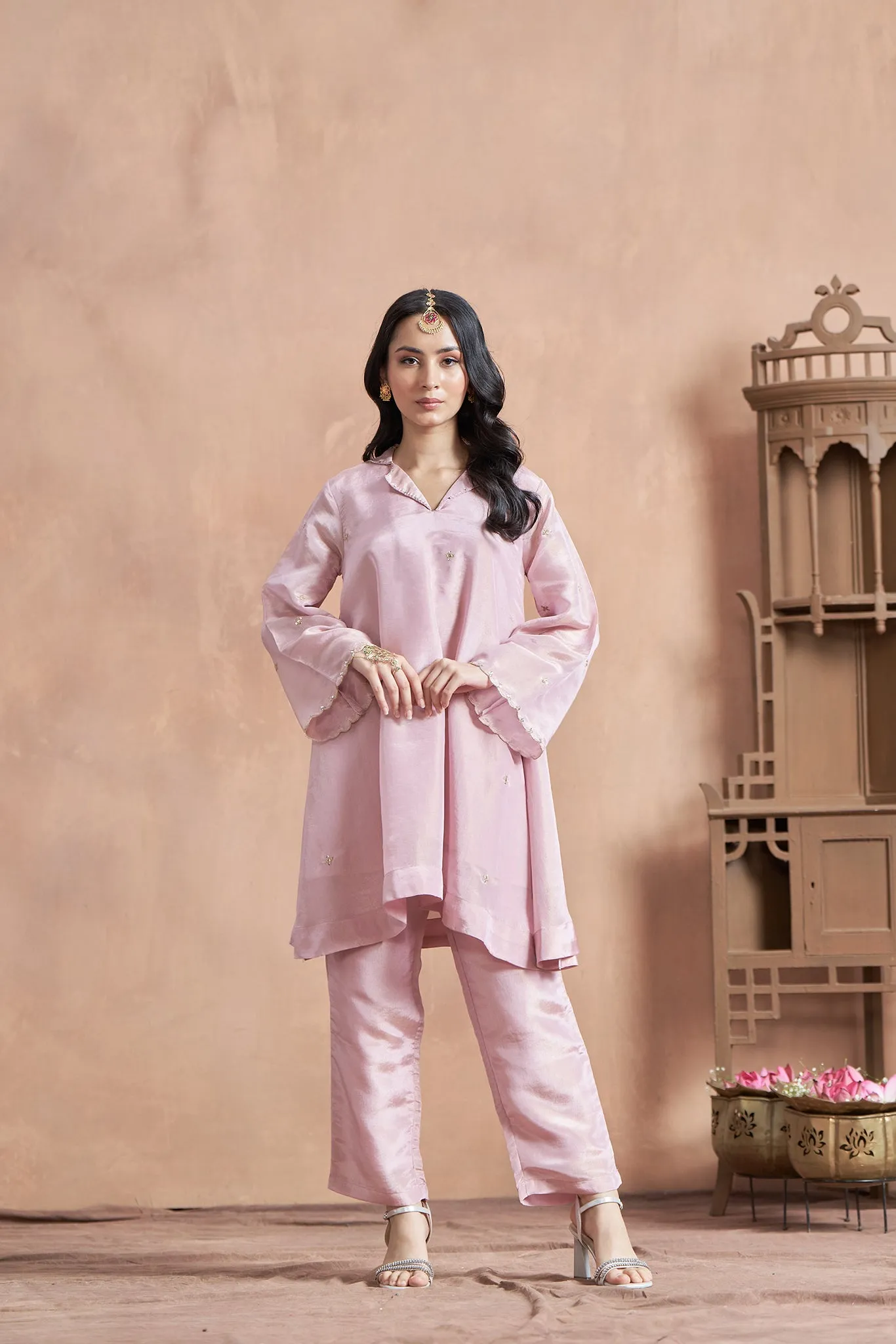 Loose Fitted Shimmer Tissue Co-Ord Set