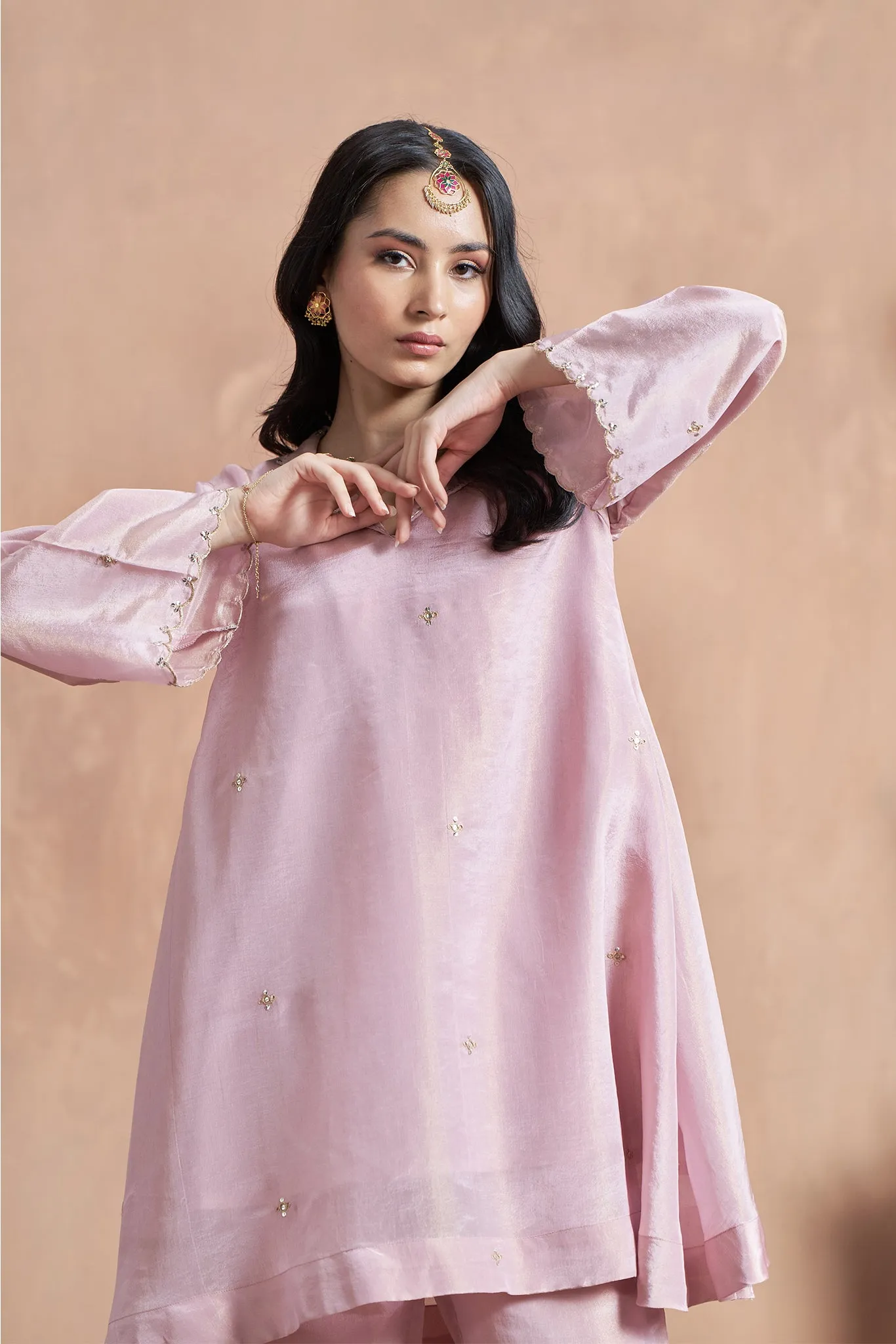 Loose Fitted Shimmer Tissue Co-Ord Set