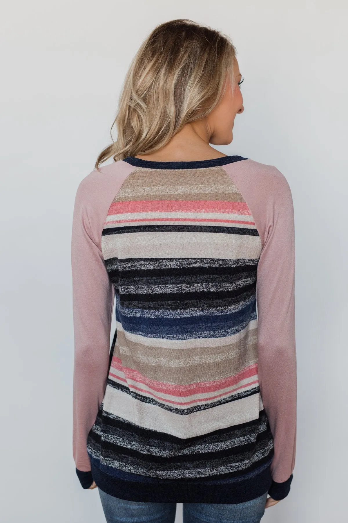 Love Always Long Sleeve Pullover - Mauve & Navy